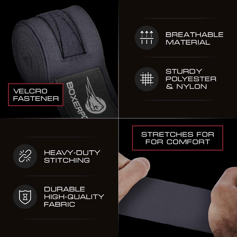 BOXERPOINT 180" Ringside Boxing Wraps for Men & Women - Breathable Hand Wraps for Boxing, Muay Thai, Kickboxing, MMA Gear - Image 3